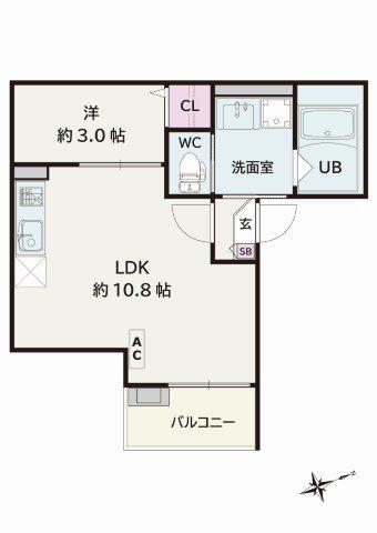 JACK KOIEHOMMACHII(1LDK/3階)の間取り写真
