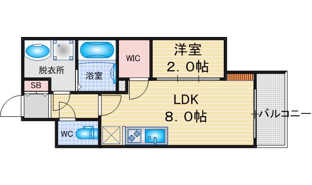 ストーリア名古屋城西(1LDK/11階)の間取り写真