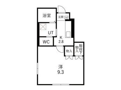 LEVEL VIJF B(1K/1階)の間取り写真