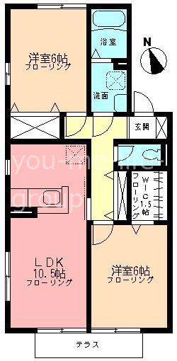 ソシア落合A(2LDK/1階)の間取り写真