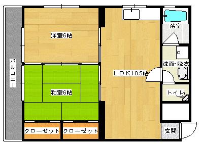 第3若宮ビル(2LDK/1階)の間取り写真