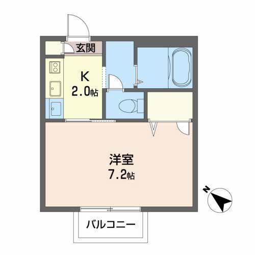 パークサイドスクエア A(1K/2階)の間取り写真