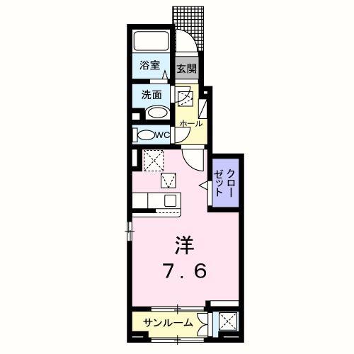 ラフレシールM(ワンルーム/1階)の間取り写真