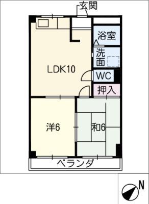 三崎近藤ハイツ(2LDK/2階)の間取り写真