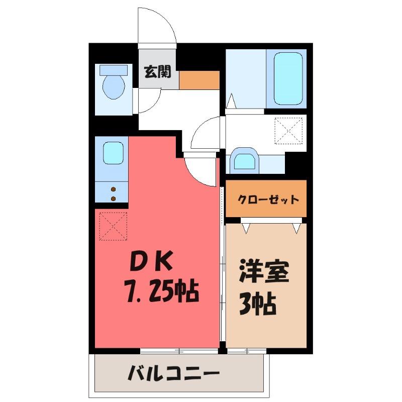 エピナール E(1DK/3階)の間取り写真