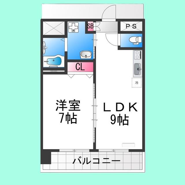 シティーコート南瓦町(1LDK/6階)の間取り写真