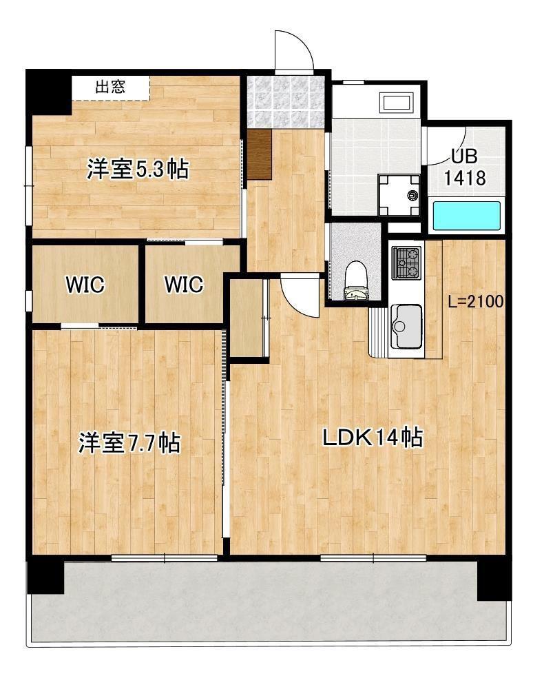 キャッスル上野 3番館(2LDK/2階)の間取り写真