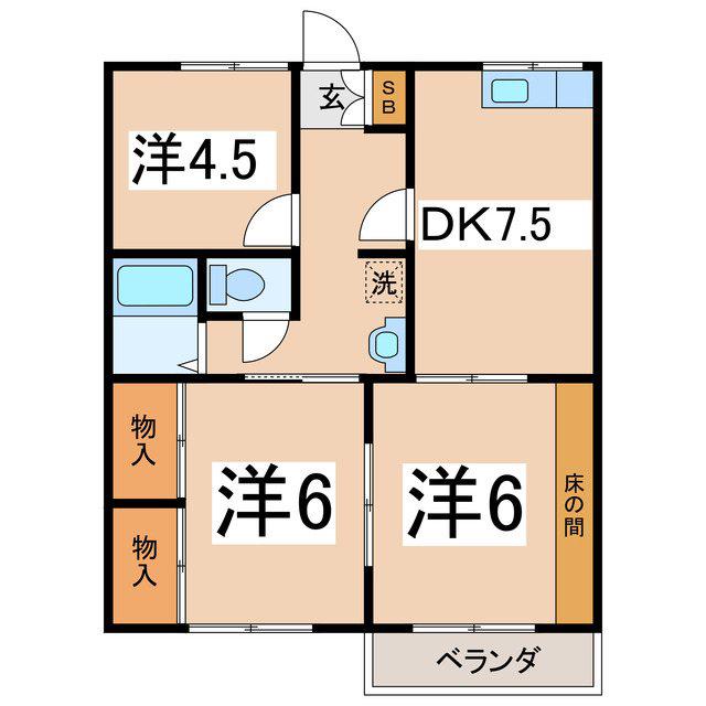 フレグランス菊島(3DK/2階)の間取り写真