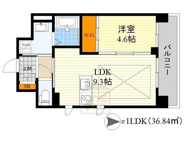 第26関根マンション(1LDK/12階)の間取り写真