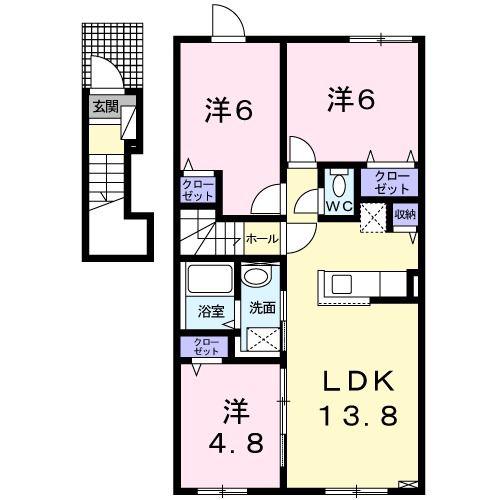 プルメリアVI(3LDK/2階)の間取り写真