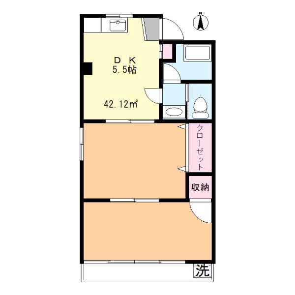 染谷マンション(1DK/3階)の間取り写真