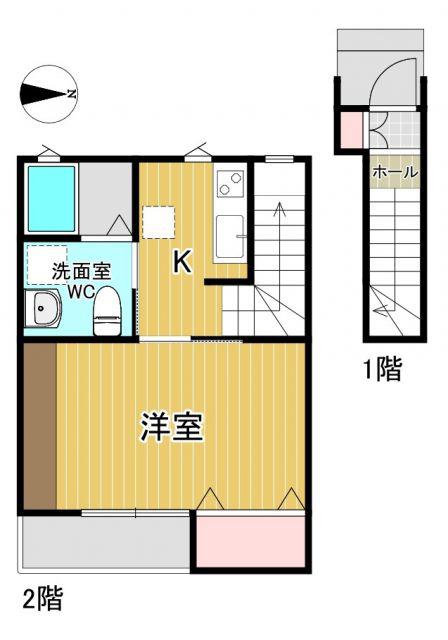 レセナ緑町A(1K/2階)の間取り写真