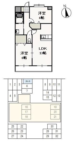 プレジール奥田(2LDK/2階)の間取り写真