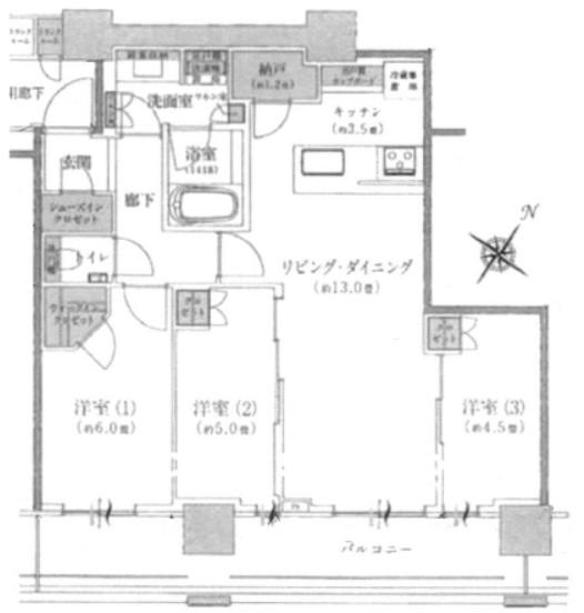 ブリリアザ・タワー東京八重洲アベニュー(3LDK/7階)の間取り写真