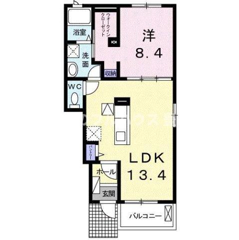 ラスパシオ A(1LDK/1階)の間取り写真