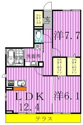 RSAⅢ(2LDK/1階)の間取り写真
