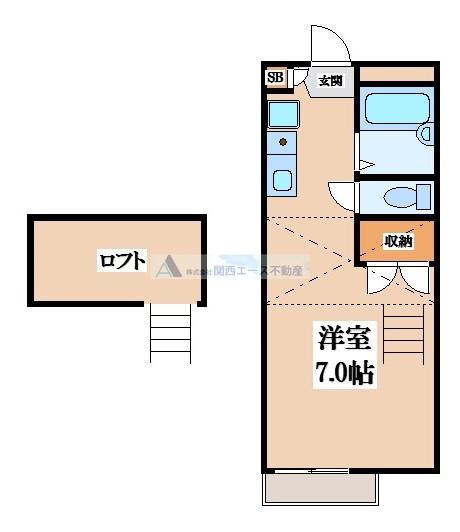 ヌカタロッジ(1K/1階)の間取り写真