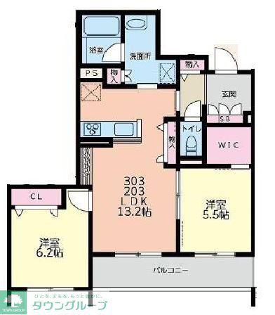 BEL CIELO日吉(2LDK/2階)の間取り写真