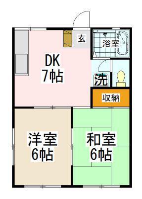 金山ハイツE(2DK/1階)の間取り写真