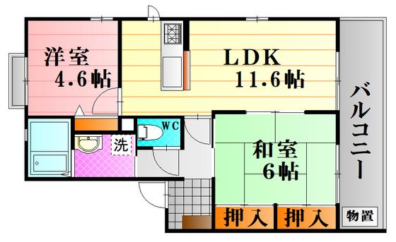 ヴィラシーン壱番館(2LDK/1階)の間取り写真