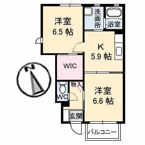 シャーメゾン大山A棟(2K/1階)の間取り写真