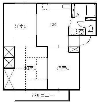 リュミエル洲崎B棟(3DK/2階)の間取り写真