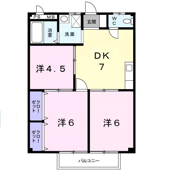 メゾネット辻杉(3DK/2階)の間取り写真