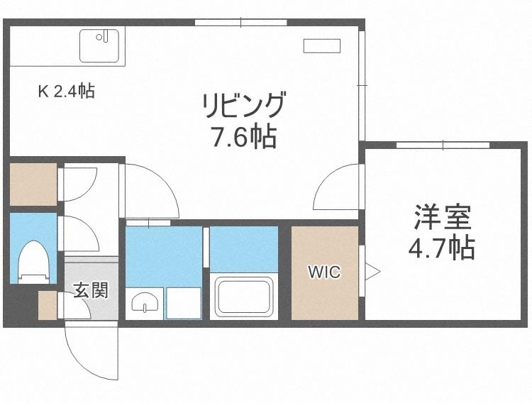 グランデール新札幌II(1LDK/3階)の間取り写真
