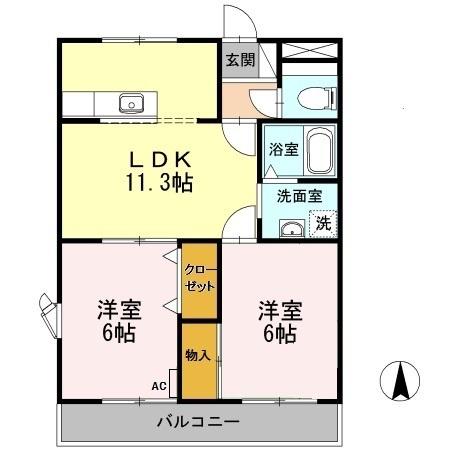 ディスカバリー柿田II(2LDK/1階)の間取り写真