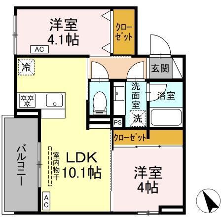 DBLESS和田町(2LDK/2階)の間取り写真