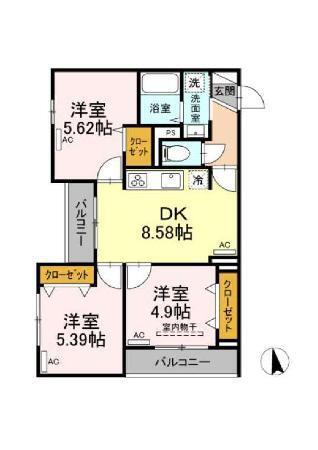 グラナーデ目白御留山(3DK/2階)の間取り写真