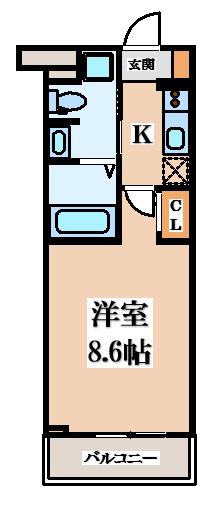 MSマンション長栄寺(1K/4階)の間取り写真