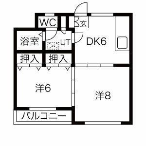 アカデメイアおたまや(2DK/3階)の間取り写真