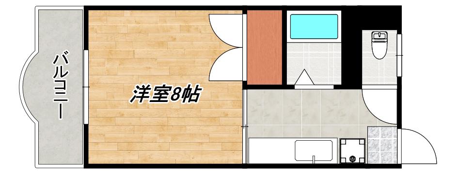 ロイヤルパークハイツ(1K/3階)の間取り写真