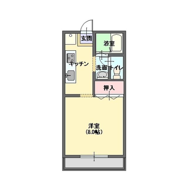 パナハイツ深沢D棟(1K/1階)の間取り写真