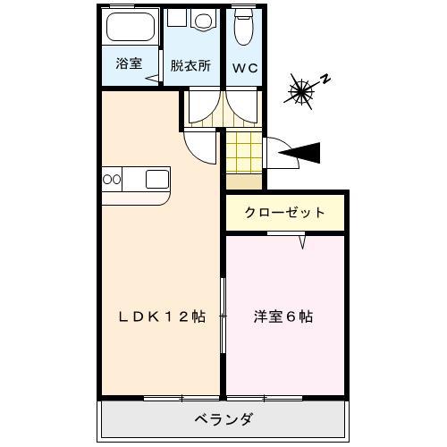 ハウスフリーデIII(1LDK/1階)の間取り写真
