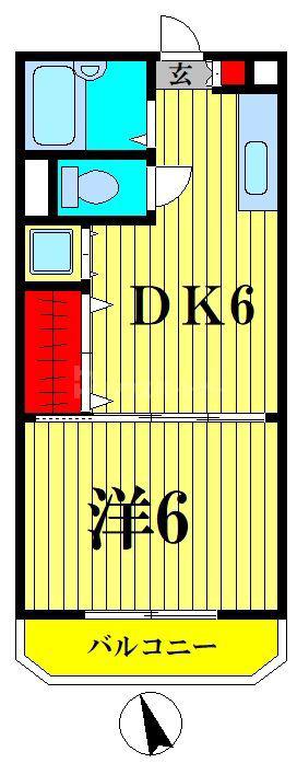 里見マンション(1DK/4階)の間取り写真