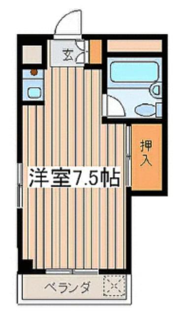 リッチハイツ市川(ワンルーム/2階)の間取り写真