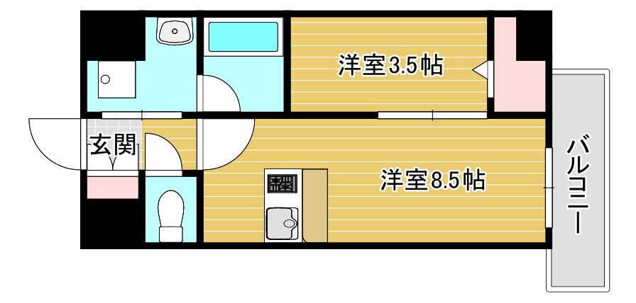 サザンクレストなんば南(1LDK/3階)の間取り写真