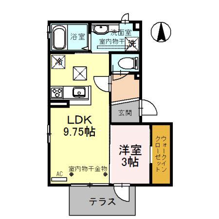 フェアリー沖町(1LDK/1階)の間取り写真