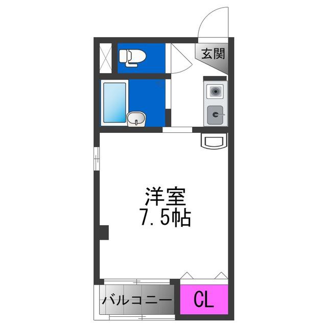 ロイヤルハイム(1K/1階)の間取り写真