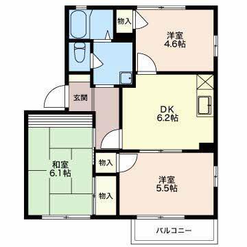 フレグランス三園 B(3DK/1階)の間取り写真