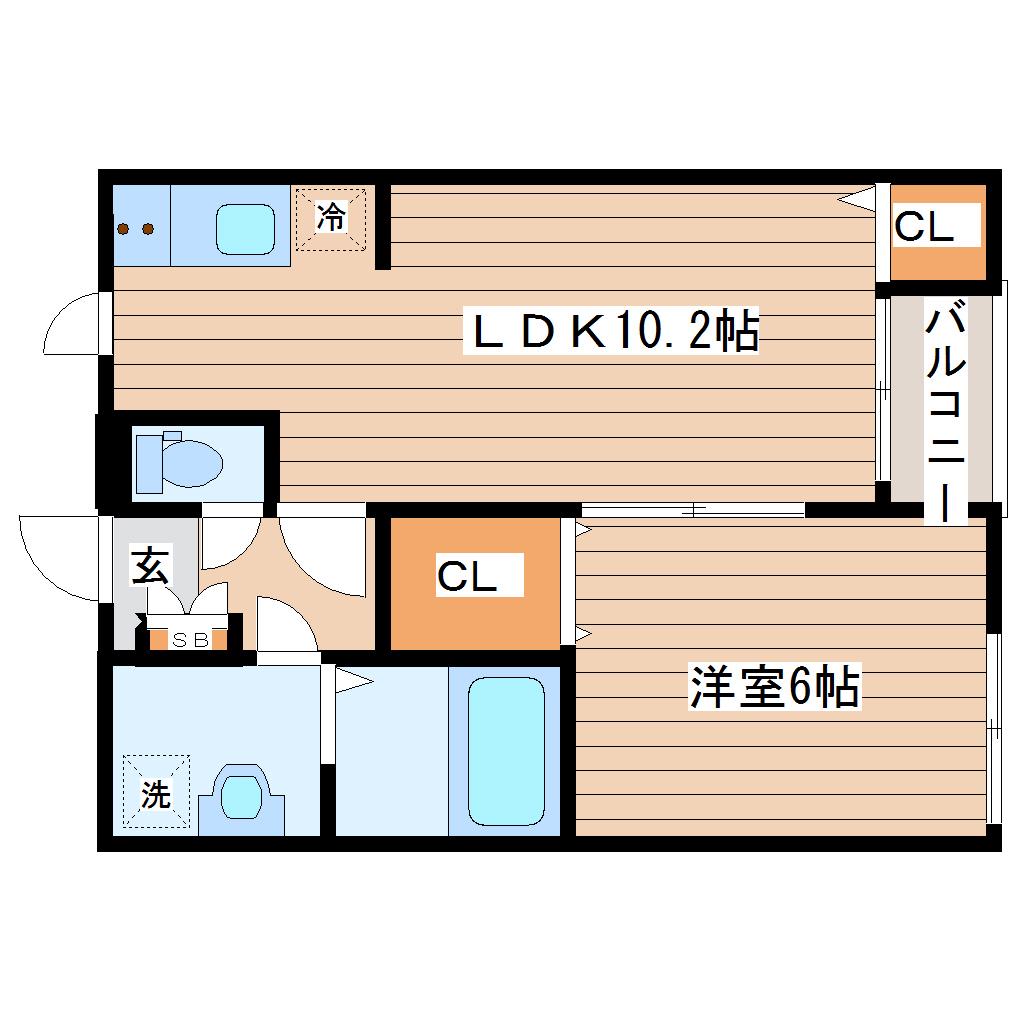 メゾンドゥ・レーヴありさ(1LDK/2階)の間取り写真