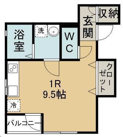 グランドパレス若林(ワンルーム/1階)の間取り写真
