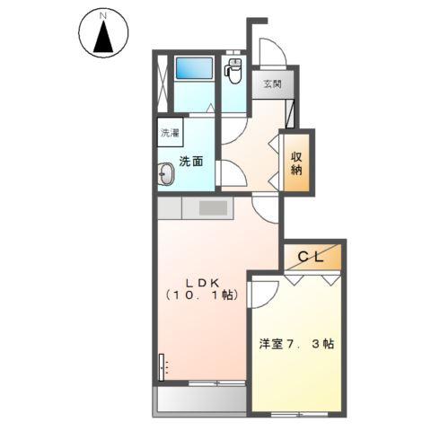 ヒールコートII(1LDK/2階)の間取り写真