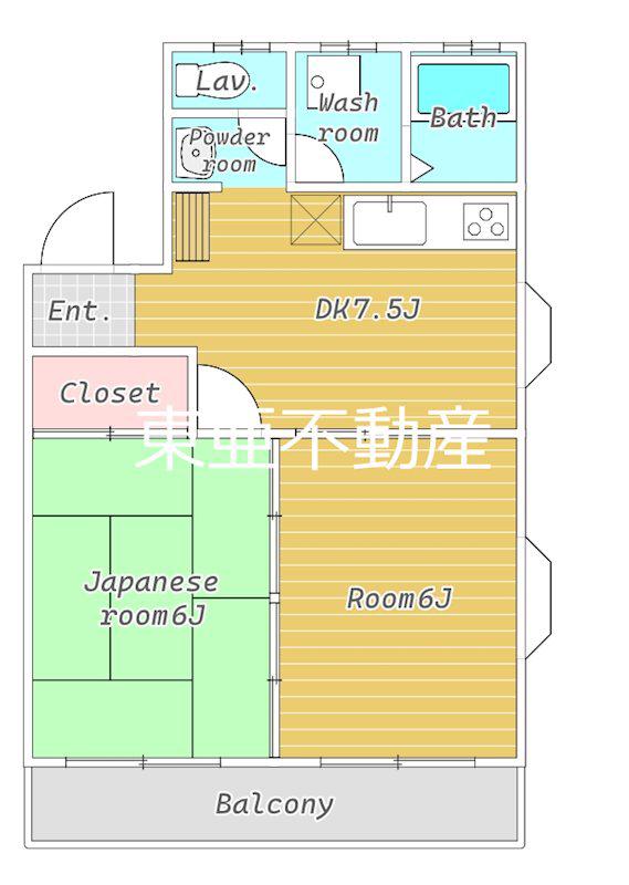 ヌーベルマンション帯山の杜(2DK/2階)の間取り写真