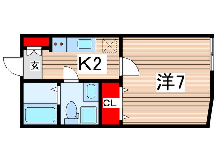 ベルヴィル壱番館(1K/2階)の間取り写真
