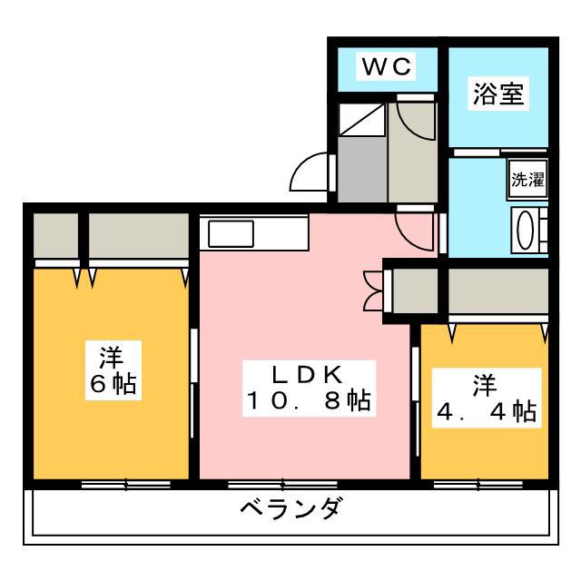 シェールポン(2LDK/2階)の間取り写真