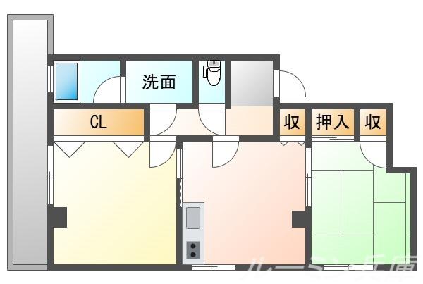 メゾン岩屋(1LDK/3階)の間取り写真