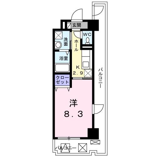 パークサイド宝塚(1K/3階)の間取り写真